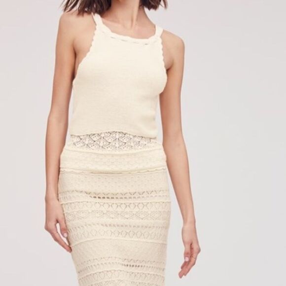 SAM EDELMAN LADIES WOVEN HALTER CROPPED W/SCALLOP HEM HIGH NECK 100% cotton NWT - Picture 1 of 7